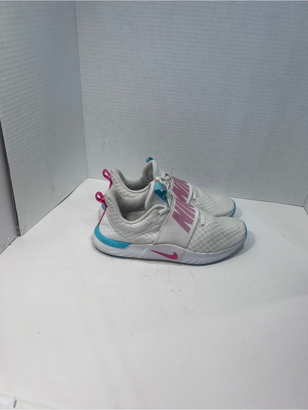 Nike White Kids' Sneakers with Pink and Teal Accents